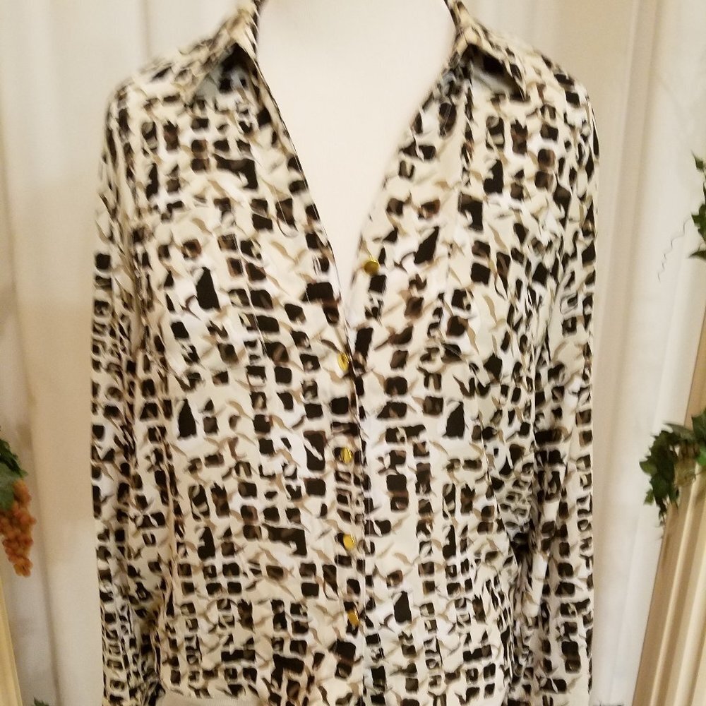 JM Collection tan black leopard print top 12